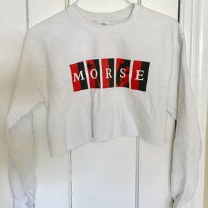 Yale Morse College white crop sweatshirt